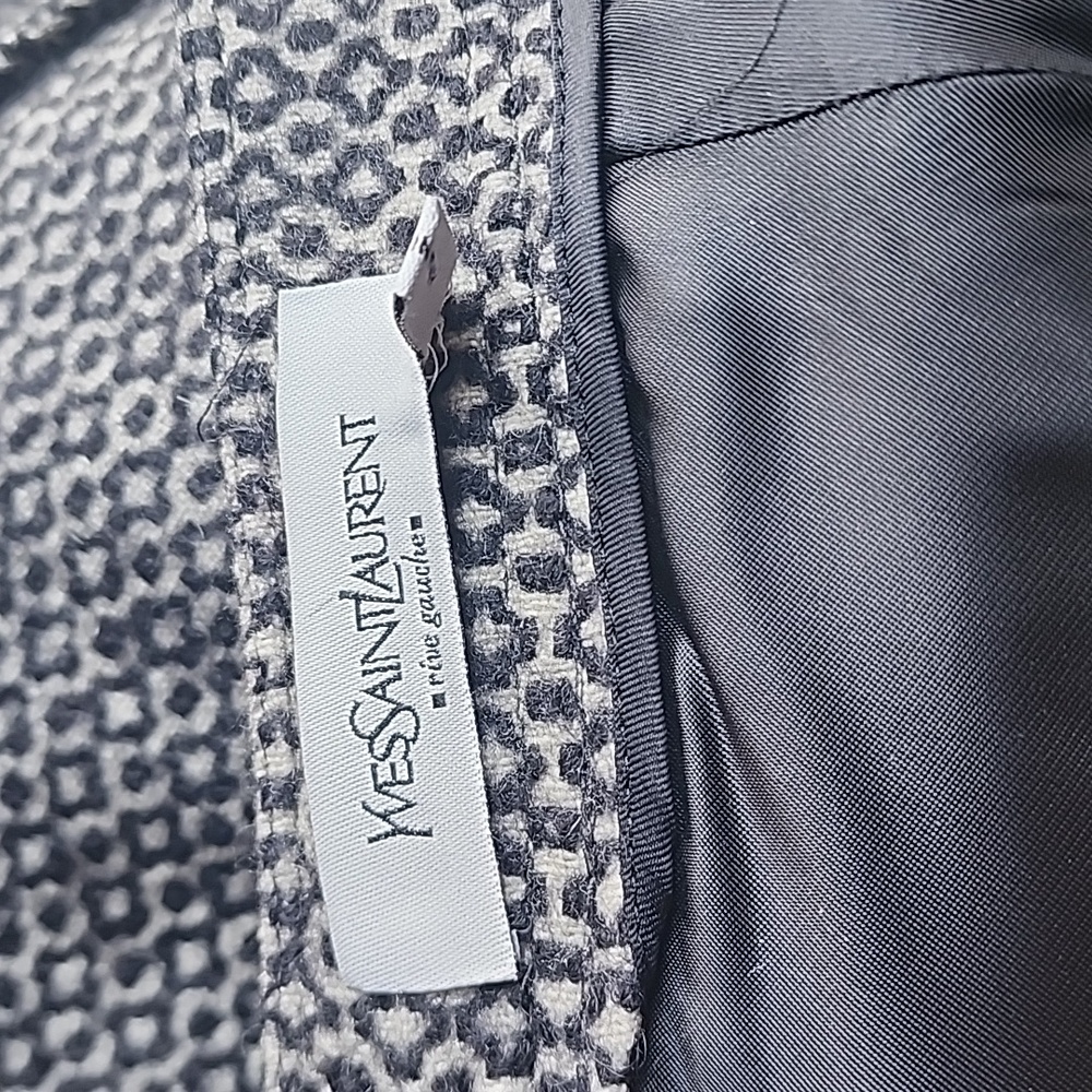 Yves St. Laurent Black and White Patterned Wool Pencil Skirt - Picture 13 of 15